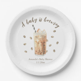 Waterverf Iced Coffee Brewing Baby shower Papieren Bordje