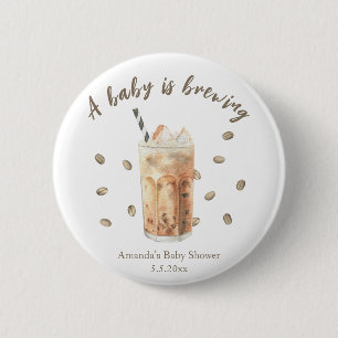 Waterverf Iced Coffee Brewing Baby shower Ronde Button 5,7 Cm