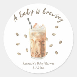 Waterverf Iced Coffee Brewing Baby shower Ronde Sticker