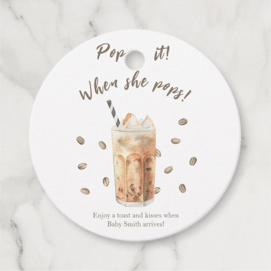 Waterverf Iced Coffee Pop het! Als ze pop! Bedankjes Labels (Voorkant)
