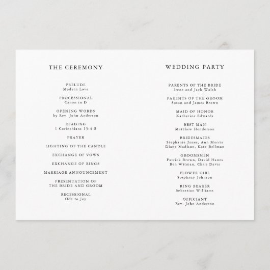 Waterverf Icon Trouwdag Tijdlijn & Ceremonie Programmakaart (Achterkant)