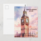 Waterverf Iconische Landmark City Londen Big Ben Briefkaart (Voorkant / Achterkant)