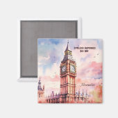 Waterverf Iconische Landmark City Londen Big Ben Magneet (Voorkant / Achterkant)