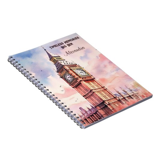 Waterverf Iconische Landmark City Londen Big Ben Notitieboek (Rechterzijde)