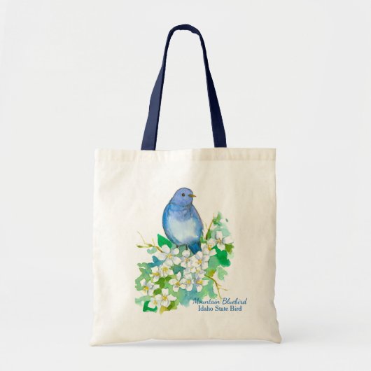 Waterverf Idaho Mountain Bluebird Syringa Tote Bag (Voorkant)
