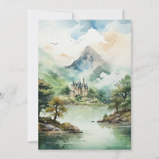 Waterverf Ierland Bestemming Bruiloft Kaart (Achterkant)