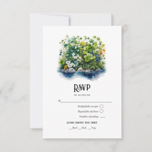 Waterverf Ierland Bestemming Bruiloft RSVP Kaartje (Voorkant)