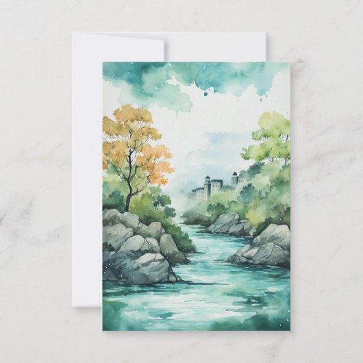 Waterverf Ierland Bestemming Bruiloft RSVP Kaartje (Achterkant)