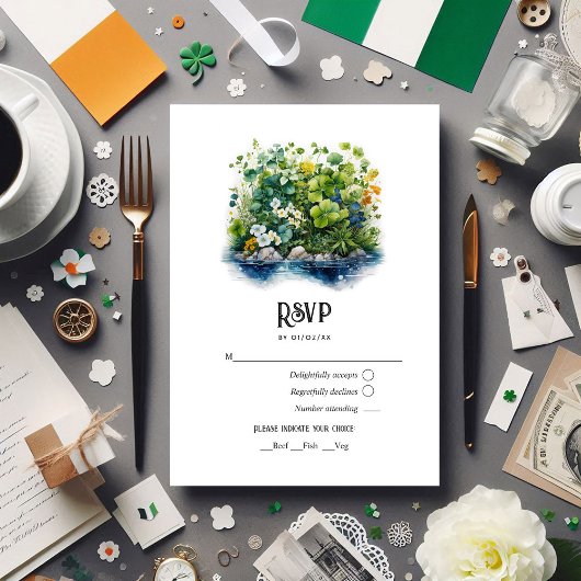 Waterverf Ierland Bestemming Bruiloft RSVP Kaartje
