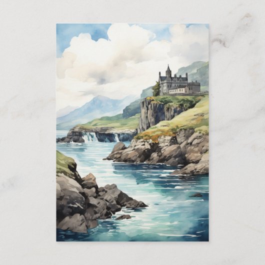 Waterverf Ierland Bruiloft Gast Details Informatiekaartje (Achterkant)