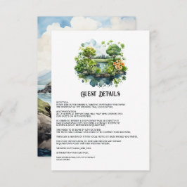 Waterverf Ierland Bruiloft Gast Details Informatiekaartje