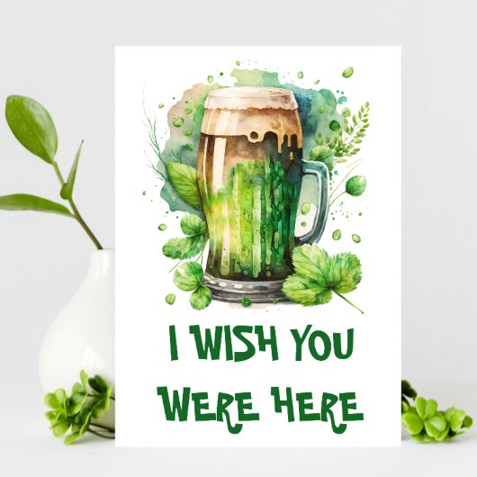 Waterverf Iers Groen Bier St Patricks Day Kaart