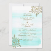 Waterverf IJs en Gouden Sneeuwvlokken Winterbruilo Kaart (Voorkant)