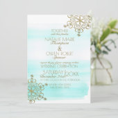 Waterverf IJs en Gouden Sneeuwvlokken Winterbruilo Kaart (Staand voorkant)