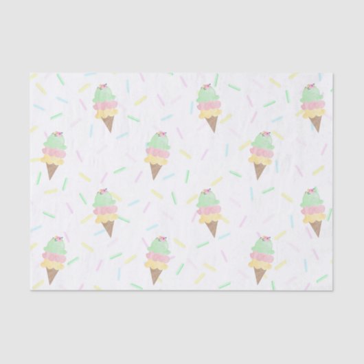 Waterverf Ijs en Sprinkle Party Tissuepapier (Voorkant)
