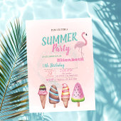 Waterverf-ijs, Flamingos Birthday Party Kaart