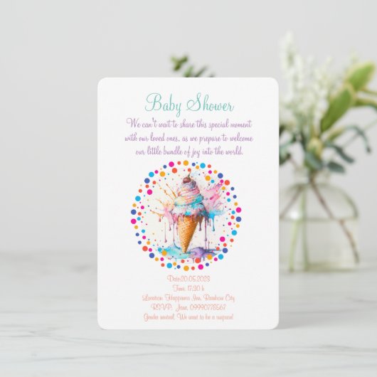 Waterverf-ijs Save The Date (Staand voorkant)