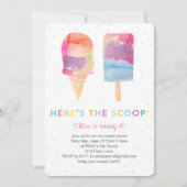 Waterverf IJs Verjaardagsfeest Uitnodigen Kaart (Voorkant)