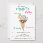 Waterverf IJsappel Baby Elephant Birthday Kaart (Voorkant)