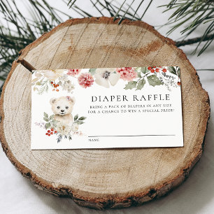 Waterverf IJsbeer Baby Shower Luier Raffle Informatiekaartje