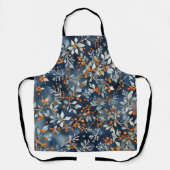 Waterverf ijsblauw winterbloempatroon schort (Voorkant)