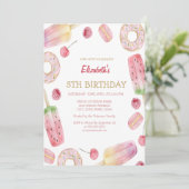 Waterverf ijscrème, donuts Sweets Birthday Kaart (Staand voorkant)