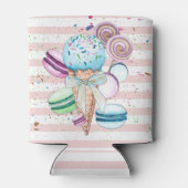 Waterverf ijscrème, macroonen, roze strips blikjeskoeler (Achterkant)