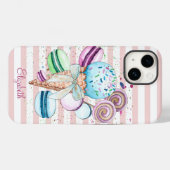 Waterverf ijscrème, macroonen, roze strips Case-Mate iPhone case (Achterkant (horizontaal))