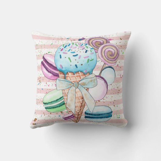 Waterverf ijscrème, macroonen, roze strips kussen (Achterkant)
