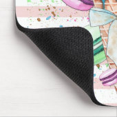 Waterverf ijscrème, macroonen, roze strips muismat (Hoek)