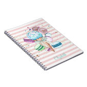 Waterverf ijscrème, macroonen, roze strips notitieboek (Rechterzijde)