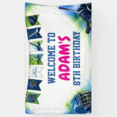 Waterverf ijshockey verjaardagsfeest banner (Verticaal)