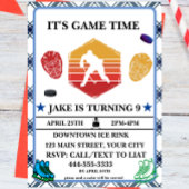 Waterverf ijshockey verjaardagsthema-uitnodiging kaart