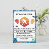 Waterverf ijshockey verjaardagsthema-uitnodiging kaart (Staand voorkant)