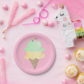 Waterverf IJshoorn Roze Papieren Borden Papieren Bordje (Feest)