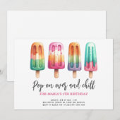 Waterverf ijsijsje kinderverjaardagsfeestje kaart (Voorkant / Achterkant)