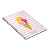 Waterverf ijsje, roze strepen notitieboek (Rechterzijde)