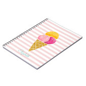 Waterverf ijsje, roze strepen notitieboek (Linkerzijde)