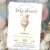 Waterverf ijsjes, geel strepen Baby shower Kaart