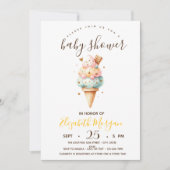 Waterverf ijsjes, geel strepen Baby shower Kaart (Voorkant)