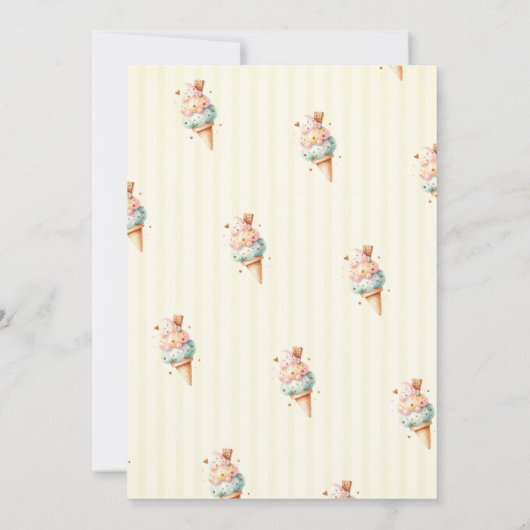 Waterverf ijsjes, geel strepen Baby shower Kaart (Achterkant)