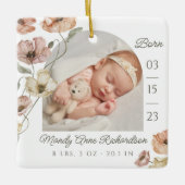 Waterverf IJslandse Poppy Baby Geboorte Statistiek Keramisch Ornament (Voorkant)