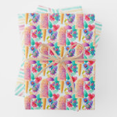 Waterverf ijslolly. IJs Zomerfeest Inpakpapier Vel (In situ)