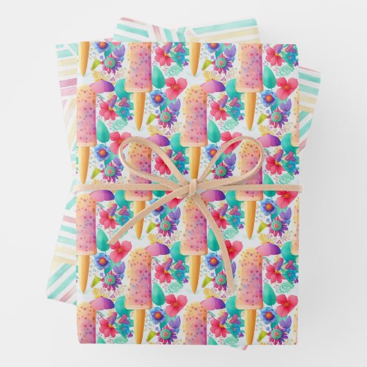 Waterverf ijslolly. IJs Zomerfeest Inpakpapier Vel (In situ)