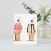Waterverf ijsroom dessert Sweet Briefkaart (Staand voorkant)