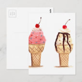 Waterverf ijsroom dessert Sweet Briefkaart (Voorkant / Achterkant)