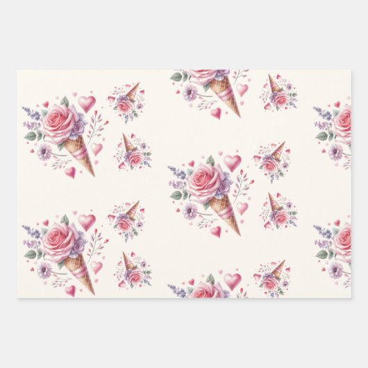 Waterverf IJssalon Bruiloftsfeestje Inpakpapier Vel (Voorkant 2)