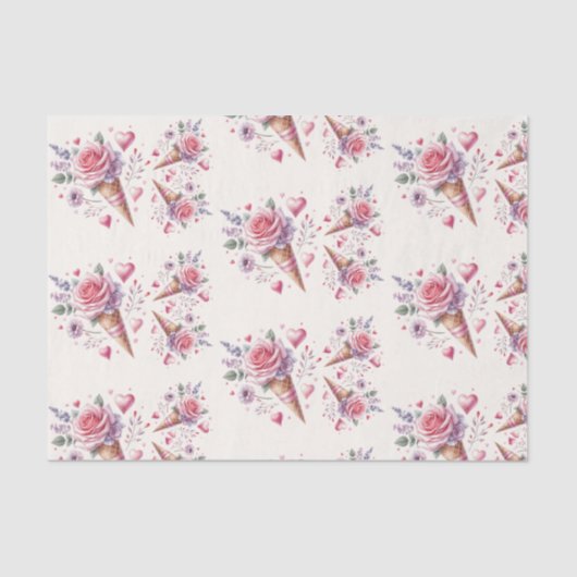 Waterverf IJssalon Bruiloftssalon Scooped Up Tissuepapier (Voorkant)