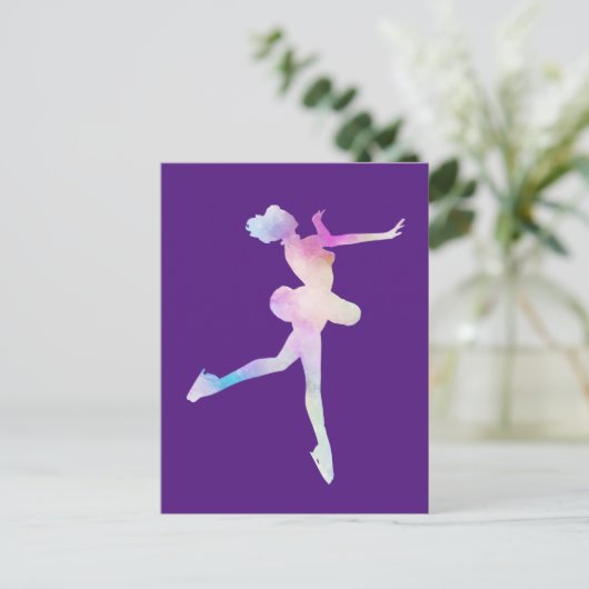 Waterverf ijsschaatsen briefkaart (Staand voorkant)