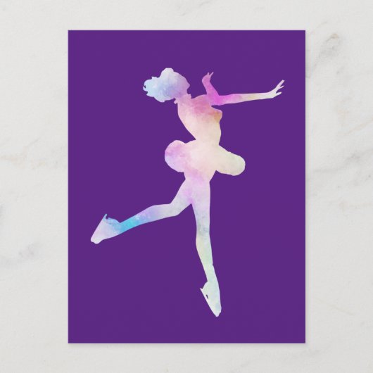 Waterverf ijsschaatsen briefkaart (Voorkant)